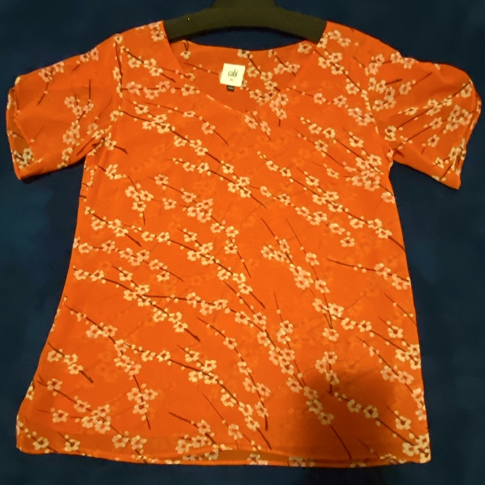 Cabi "Split Sleeve Top" Floral Print Cherry Blossom Top Blouse XS